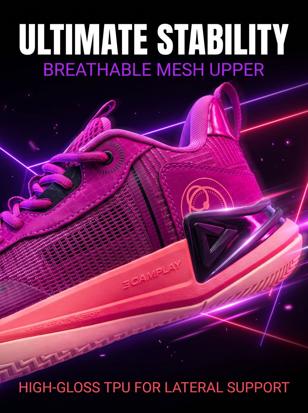 PEAK Basketball Shoes Ranger 2.0 Kids Sports Sneakers for Indoor and Outdoor Courts DA410028 Rose