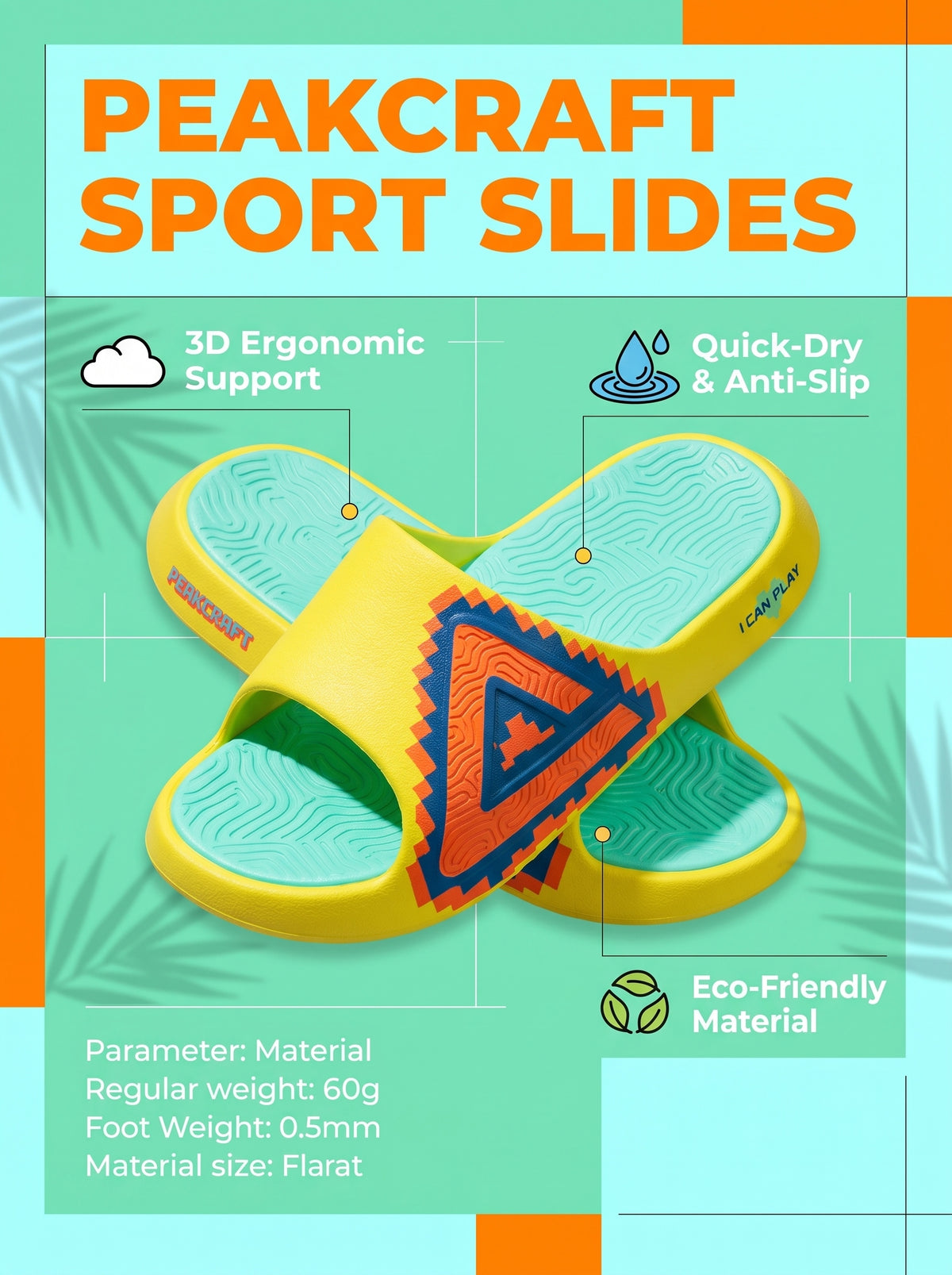 PEAK TAICHI Sport Slippers Couple Shoes for Men Women ET33147L Yellow Orange