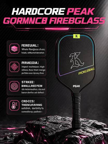 PEAK Glass Fiber Pickleball Paddle Lightweight Racket with Carry Bag for Indoor Outdoor Training