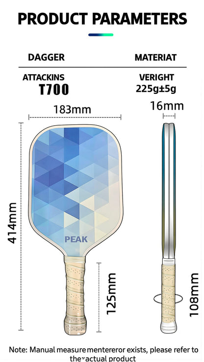 PEAK T700 Carbon Pickleball Paddle Lightweight Racket with Paddle Bag for Indoor Outdoor Training
