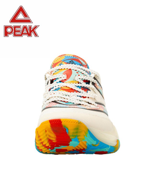 PEAK Basketball Shoes Sports Sneakers for Indoor and Outdoor Courts DA540031 White/Orange/Green