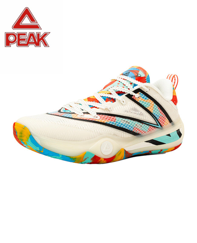 PEAK Basketball Shoes Sports Sneakers for Indoor and Outdoor Courts DA540031 White/Orange/Green