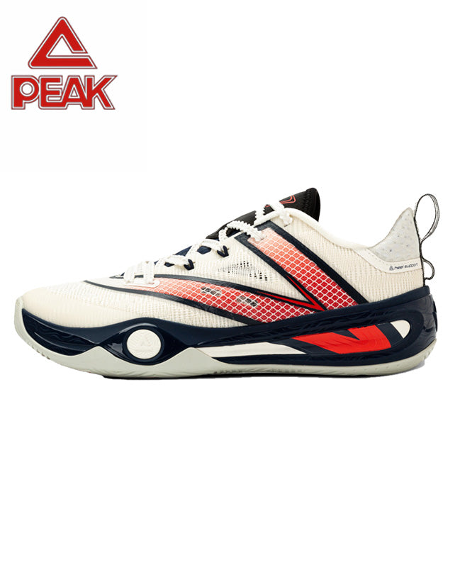 PEAK Basketball Shoes Sports Sneakers for Indoor and Outdoor Courts DA540031 White/Navy/Red