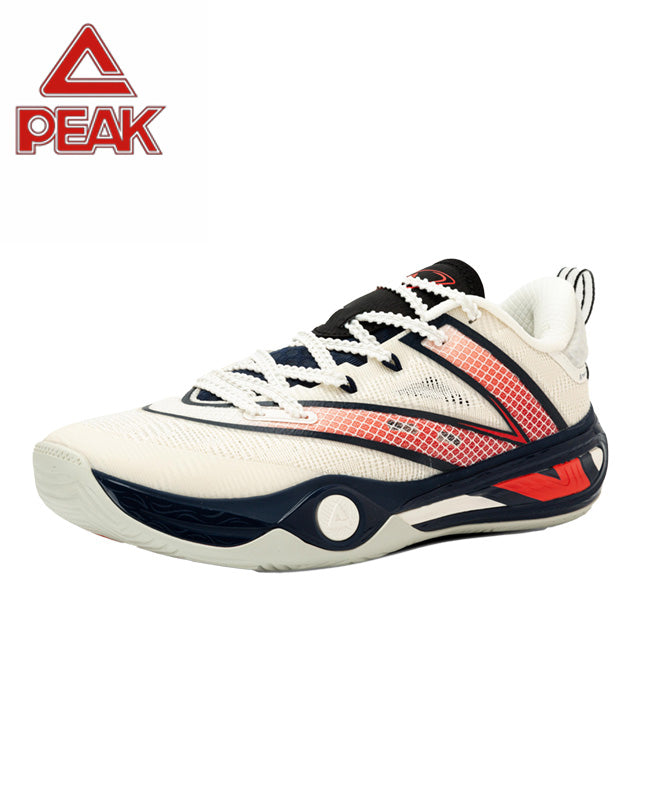PEAK Basketball Shoes Sports Sneakers for Indoor and Outdoor Courts DA540031 White/Navy/Red