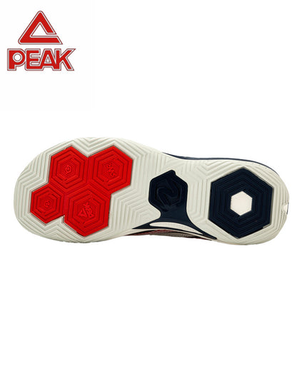 PEAK Basketball Shoes Sports Sneakers for Indoor and Outdoor Courts DA540031 White/Navy/Red