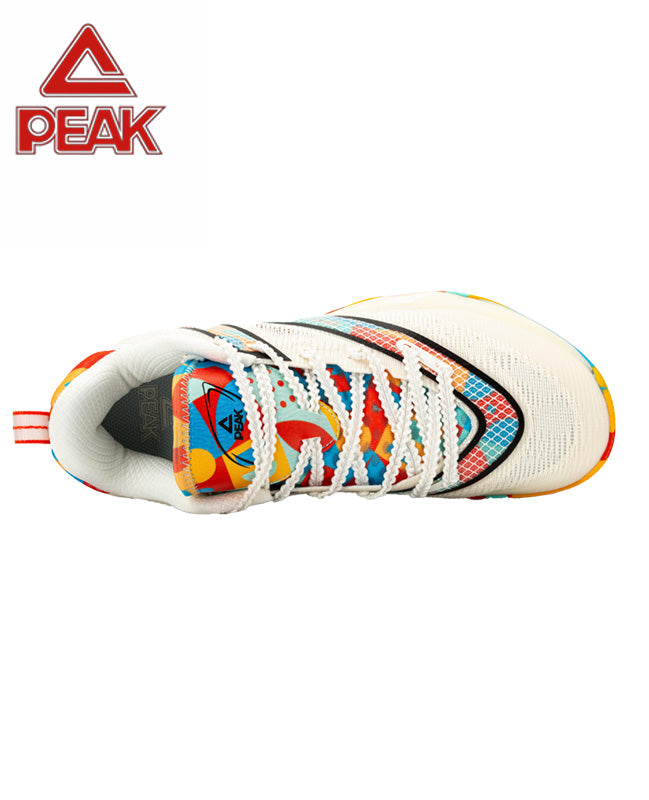 PEAK Basketball Shoes Sports Sneakers for Indoor and Outdoor Courts DA540031 White/Orange/Green