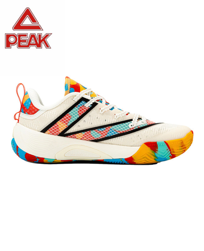 PEAK Basketball Shoes Sports Sneakers for Indoor and Outdoor Courts DA540031 White/Orange/Green