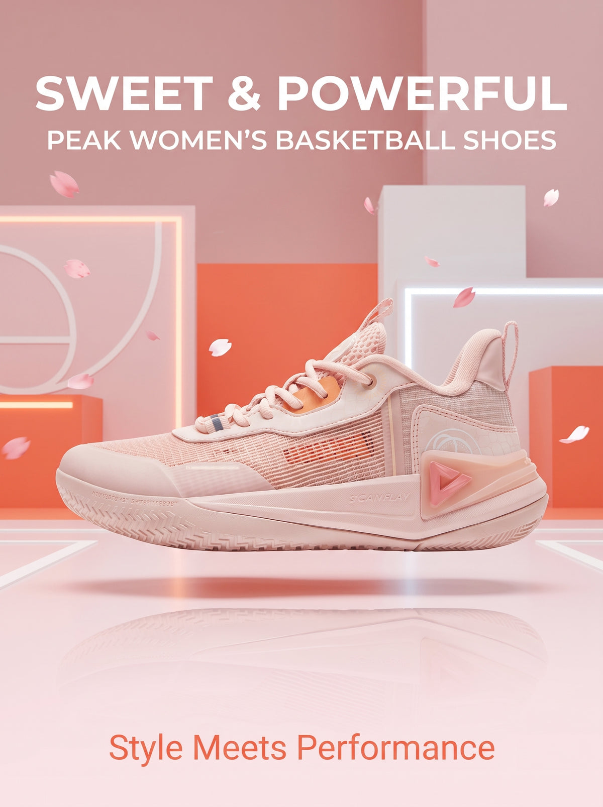 PEAK Basketball Shoes Ranger 2.0 Kids Sports Sneakers for Indoor and Outdoor Courts DA410028 Pink