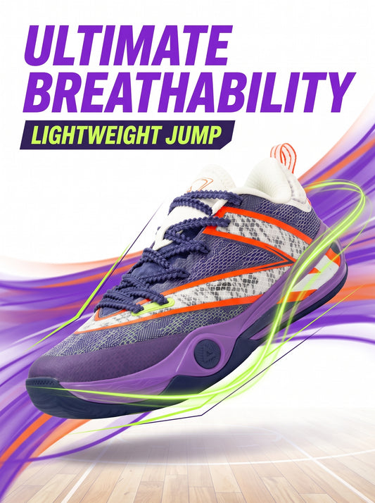 PEAK Basketball Shoes Sports Sneakers for Indoor and Outdoor Courts DA540031 Purple