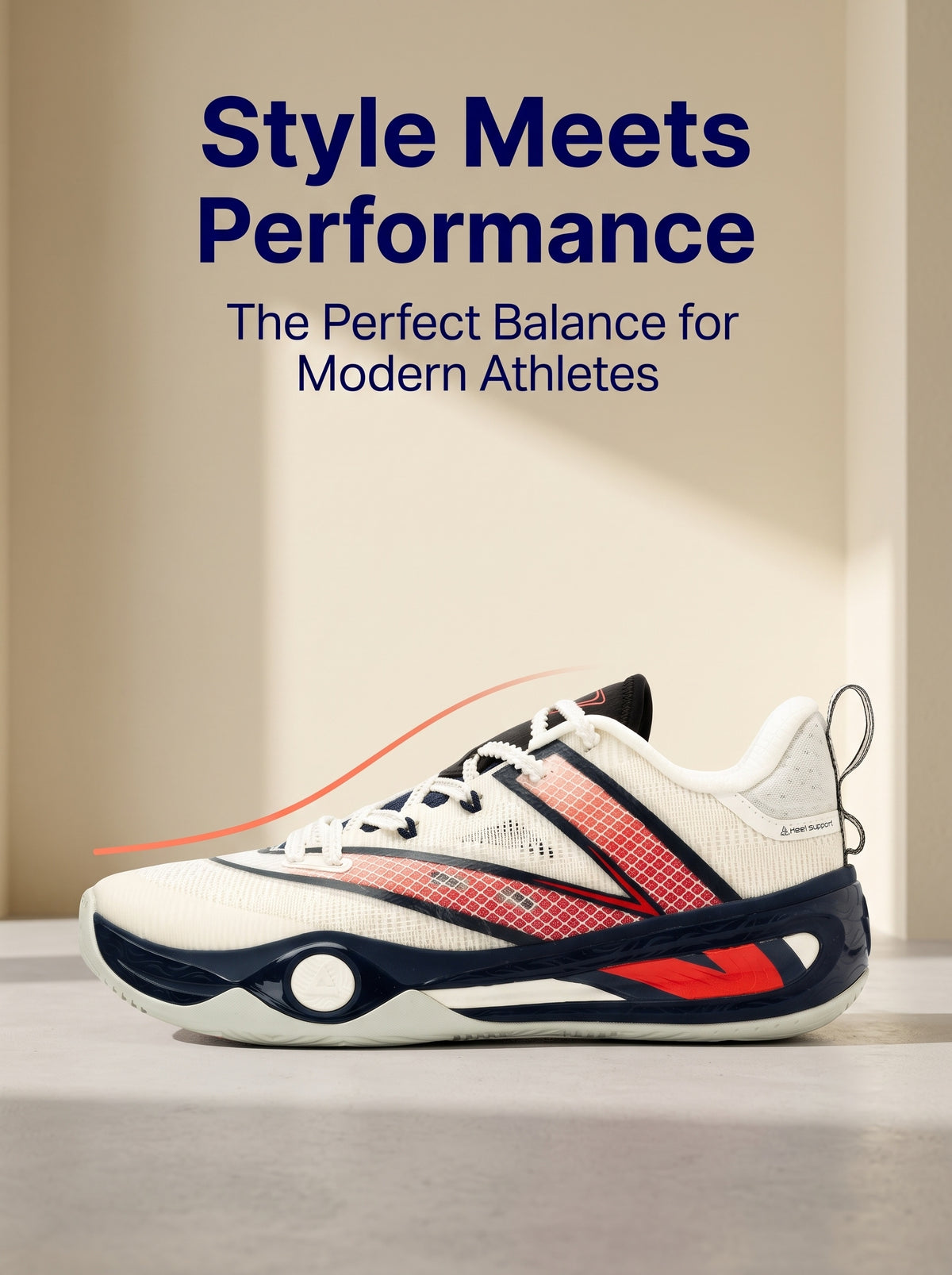 PEAK Basketball Shoes Sports Sneakers for Indoor and Outdoor Courts DA540031 White/Navy/Red