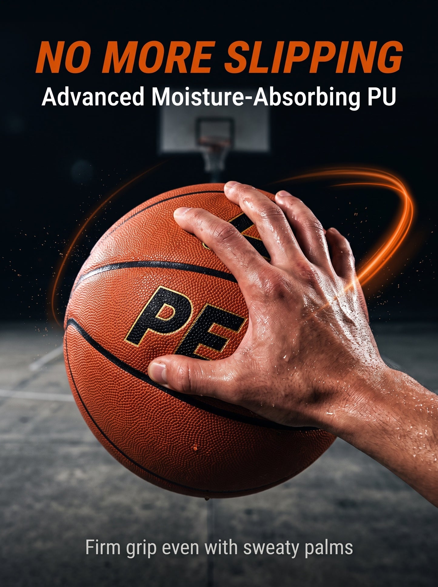 PEAK Size 7 Brown Basketball PU Leather Anti‑Slip Wear‑Resistant for Indoor Outdoor Training & Match Q1231990