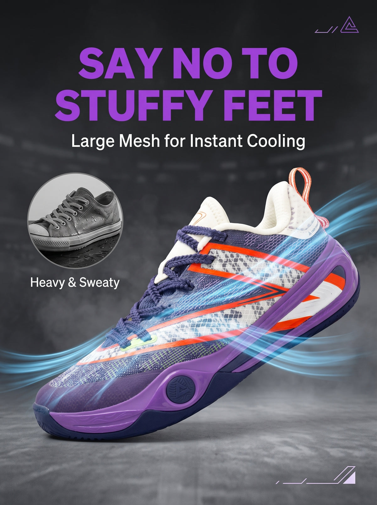PEAK Basketball Shoes Sports Sneakers for Indoor and Outdoor Courts DA540031 Purple