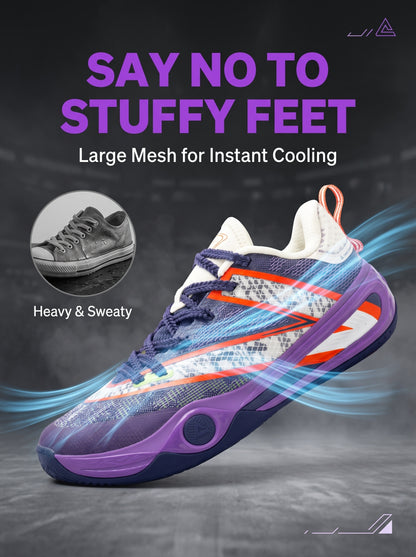 PEAK Basketball Shoes Sports Sneakers for Indoor and Outdoor Courts DA540031 Purple