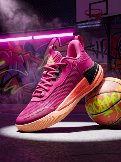 PEAK Basketball Shoes Ranger 2.0 Kids Sports Sneakers for Indoor and Outdoor Courts DA410028 Rose
