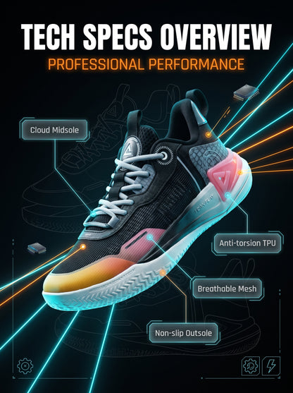 PEAK Basketball Shoes Ranger 2.0 Kids Sports Sneakers for Indoor and Outdoor Courts DA410028 Pink